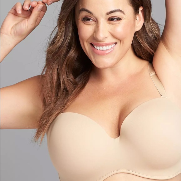 Cacique Nude Multi-Way Boost Strapless Convertible Beige Nude Bra Size 42F - Picture 3 of 15